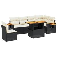 vidaXL 7-delige Loungeset met kussens poly rattan zwart, tuinset, tuinmeubel, terrasset, tuinbank, terrasmeubel, loungebank, loungeset tuin