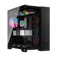 CORSAIR iCUE LINK 6500X RGB Mid-Toren ATX PC-Behuizing met Twee Kamers – Panoramisch Gehard Glas – Omgekeerde Aansluiting Moederbordcompatibel – 3x RX120 RGB Ventilatoren Inbegrepen – Zwart