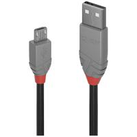 LINDY USB-kabel USB 2.0 USB-A stekker, USB-micro-B stekker 0.20 m Zwart, Grijs 36730