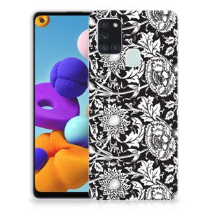 Samsung Galaxy A21s TPU Case Black Flowers