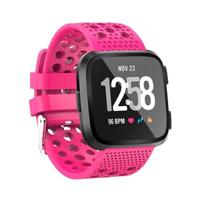 By Qubix - Siliconen Bandje Geventileerd Compatible met Fitbit Versa 1/2 & Lite - Roze - Compatible fitbit bandje
