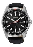 Horlogeband Seiko SNE393P2 / V158-0AY Leder Zwart 22mm - thumbnail