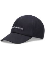 Dolce & Gabbana casquette en coton à logo brodé - Bleu - thumbnail