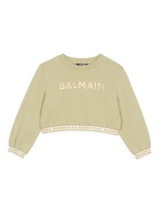 Balmain Kids logo-print cotton sweatshirt - Vert