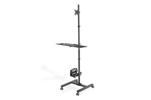 Digitus DA-90374 PC/monitor-trolley 1-voudig 43,2 cm (17) - 81,3 cm (32) Zwart In hoogte verstelbaar, Toetsenbordhouder, Kantelbaar, Roteerbaar, Zwenkbaar