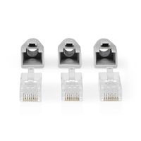 Nedis CCBW89360GY Rj45-connector Rj45 Pass Through Stevig/gesnoerd Utp Cat6 Recht Verguld 10 Stuks Pvc Grijs / Wit / Zwart Doos