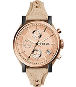 Horlogeband Fossil ES3786 Onderliggend Leder Beige 18mm