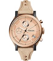 Horlogeband Fossil ES3786 Onderliggend Leder Beige 18mm