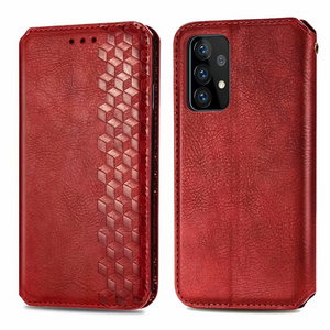 iPhone 14 Plus hoesje - Bookcase - Pasjeshouder - Portemonnee - Diamantpatroon - Kunstleer - Rood