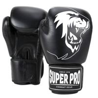 Super Pro Combat Gear Warrior Lederen (Kick)bokshandschoenen - Zwart/wit - 10 Oz