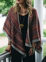 Ethnic Style Retro Gradient Woolen Scarf Autumn Winter Warmth Thickening Accessories