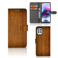 Motorola Moto G100 Book Style Case Donker Hout