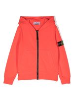 Stone Island Junior hoodie zippé à patch logo - Orange