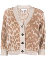 GANNI cardigan à motif léopard en jacquard - Tons neutres