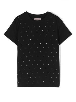 Mariuccia Milano Kids T-shirt verfraaid met stras - Zwart
