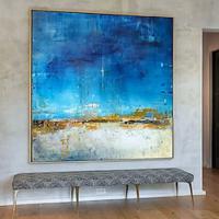 abstracte gouden schilderijen handgemaakt rijk getextureerd zeegezicht acryl schilderij moderne kunst aan de muur handgeschilderd kunstwerk folie groen olieverfschilderij voor woonkamer kantoor Lightinthebox