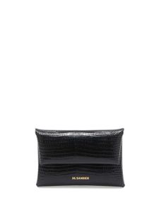 Jil Sander logo-stamp lizard-effect leather coin purse - Noir