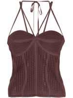 ANDREĀDAMO halterneck knitted top - Marron