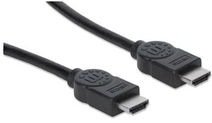 Manhattan 323192 HDMI-kabel HDMI Aansluitkabel HDMI-A-stekker, HDMI-A-stekker 1.00 m Zwart Folie afscherming, Afscherming gevlochten