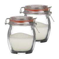 Weckpot/inmaakpot - 2x - 750 ml - glas - met beugelsluiting - D11 x H14 cm - thumbnail