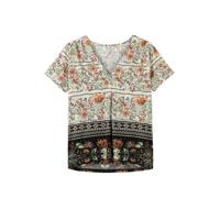 Desigual top met all over print ecru/zwart/groen