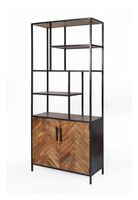 Livingfurn Wandkast Brooklyn Mangohout en staal, 210 x 90cm - Bruin