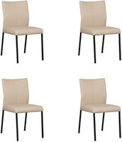 Set van 4 Taupe leren moderne eetkamerstoelen Basic - poot vierkant zwart - Toledo Leer Mastic (taupe leer) - thumbnail