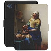 Lunso - Geschikt voor Kobo Clara 2E hoes (6 inch) - Vegan Saffiano Leren sleep cover - Vermeer Melkmeisje