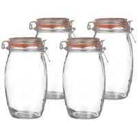 Weckpot/inmaakpot - 4x - 1.3L - glas - met beugelsluiting - D13 x H22 cm - thumbnail