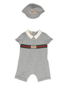 Gucci Kids Web-stripe babygrow set - Gris