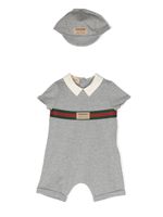 Gucci Kids Web-stripe babygrow set - Gris - thumbnail