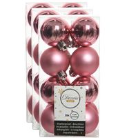 48x stuks kunststof kerstballen lippenstift roze 4 cm glans/mat - thumbnail