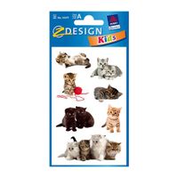 Gekleurde kitten stickertjes 3 vellen   -