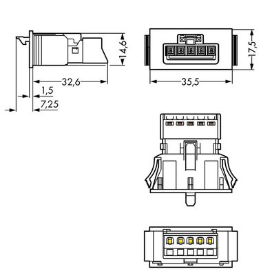 WAGO 890-705 Netstekker WINSTA MINI Bus, recht Totaal aantal polen: 4 + PE 16 A Zwart 1 stuk(s)