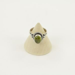 Zilveren Ring met Peridoot Maat 19,5 (Sterling Zilver 925)