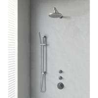 Regendoucheset Inbouw Muur Brauer 20cm Rond Geborsteld Nikkel PVD 3 Greeps Thermostaatkraan Glijstang en Staafhanddouche