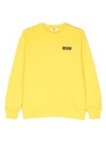 MSGM Kids sweat en coton à slogan imprimé - Jaune