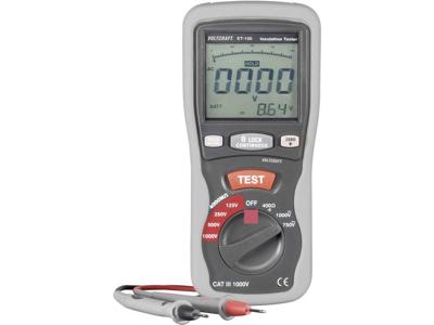 VOLTCRAFT ET-100 Isolatiemeter 125 V, 250 V, 500 V, 1000 V 400 MΩ VOLTCRAFT ET-100 Isolatiemeter 125 V, 250 V, 500 V, 1000 V 400 MΩ