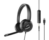 Speedlink METIS USB-stereoheadset - lichtgewicht bedrade headset met microfoon en bedrade afstandsbediening, USB-A en 3,5 mm jack aansluiting, kantoor en thuiskantoor, opbergtas, zwart
