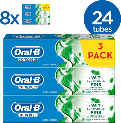 Oral-B Complete Wit &amp; Natuurlijk Fris Tandpasta - Voordeelverpakking 24x75ml