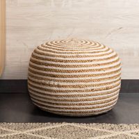 Kave Home Poef Saht 50cm - Naturel/Wit - Rond