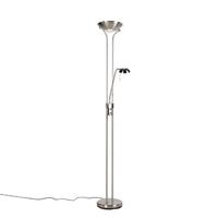 QAZQA Vloerlamp staal met leeslamp incl. LED en dimmer - Diva 2