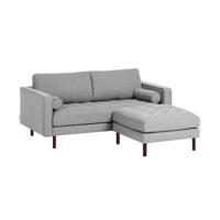 2-zitsbank Debra lichtgrijs met voetenbank 182 cm