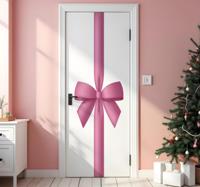 Deur roze cadeau lint kerst sticker