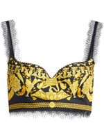 Versace bralette en soie à imprimé Barocco - Jaune