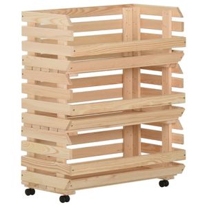 Groentetrolley 77x30x80 cm massief grenenhout