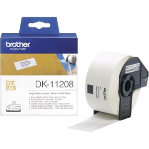 Brother DK-11208 Rol met etiketten 39 x 90 mm Papier Wit 400 stuk(s) Permanent hechtend DK11208 Adresetiketten