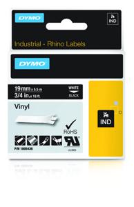 Labeltape DYMO IND RHINO 1805436 Vinyl Tapekleur: Zwart Tekstkleur:Wit 19 mm 5.5 m