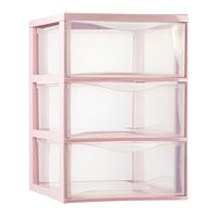 Plasticforte Ladeblokje/bureau organizer 3x lades - transparant/roze - L26 x B37 x H37 cm   - - thumbnail