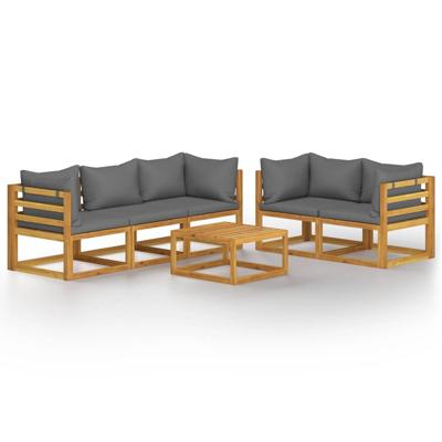 vidaXL 6-delige Loungeset met kussens massief acaciahout vidaXL 6-delige Loungeset met kussens massief acaciahout